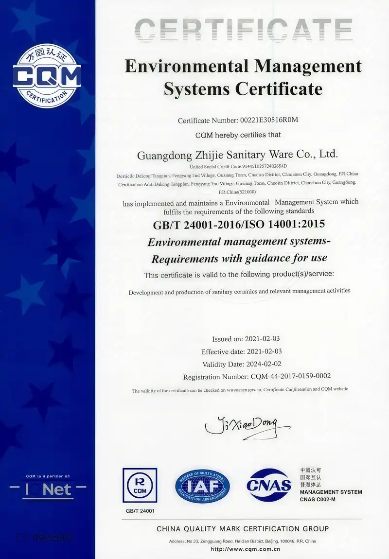 ISO 14001 certificate