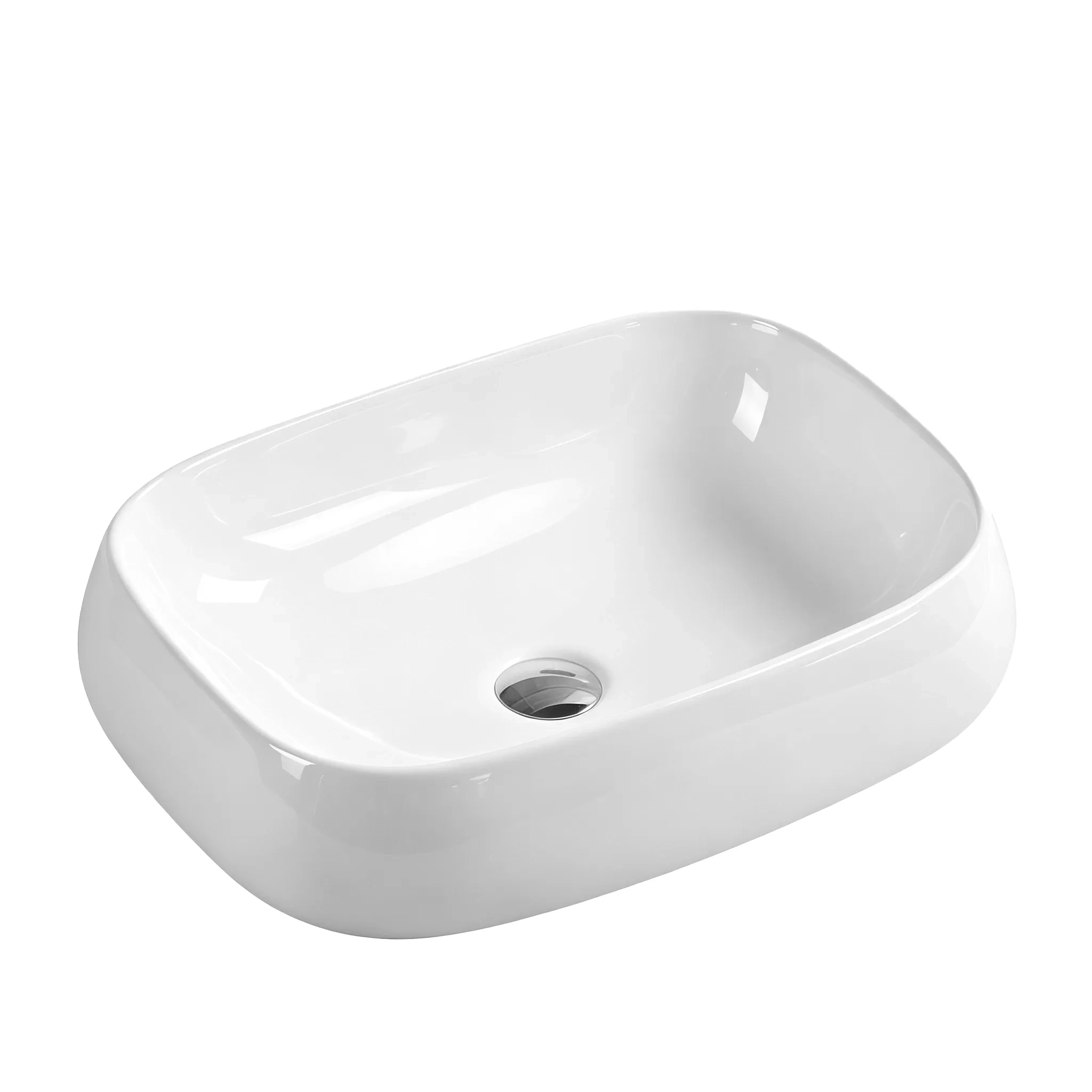 JETMAN rectangular countertop ceramic basin with glossy white finish for hotels apartments and commercial bathroom projects