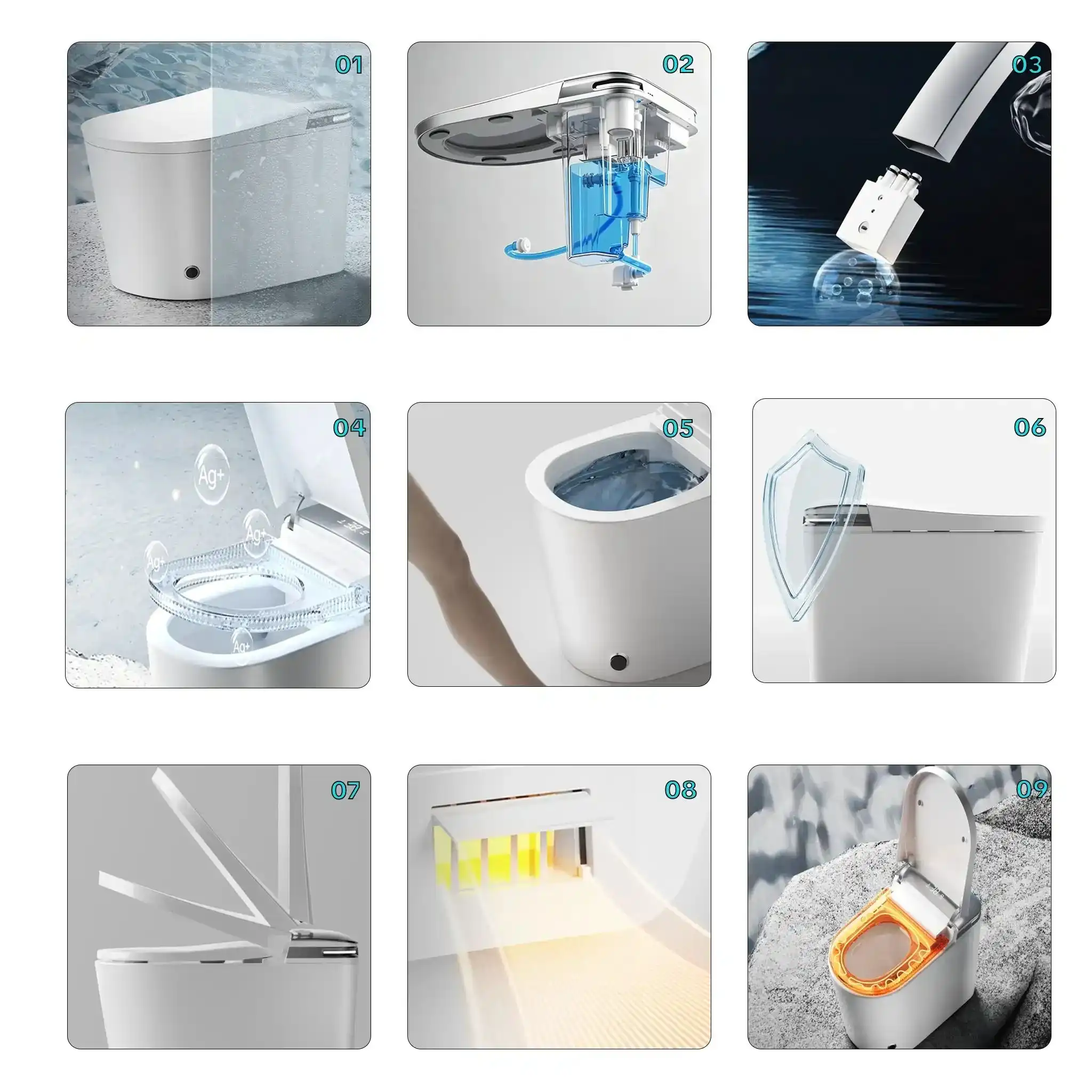 Smart Toilet A7 Built-in Bubble Shield Liquid Storage and UV Sterilization Module