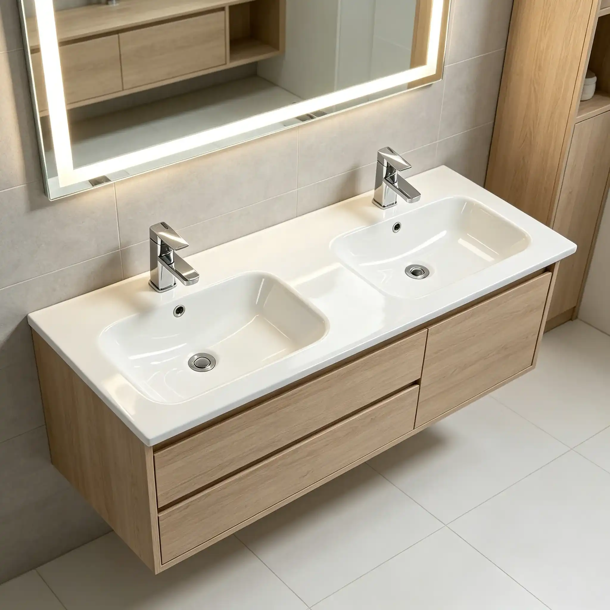 Double Bowl Vanity Basin for Luxury Hotel Bathrooms