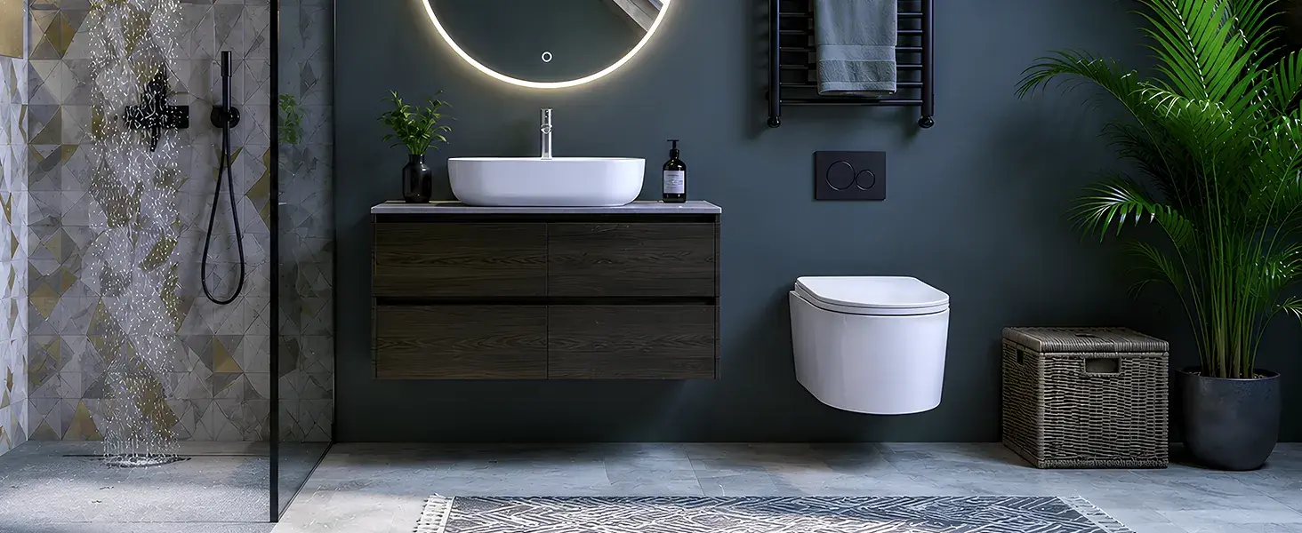 JETMAN Wall-Hung U-Shaped Toilet 201S Modern Hotel Bathroom Project Scene