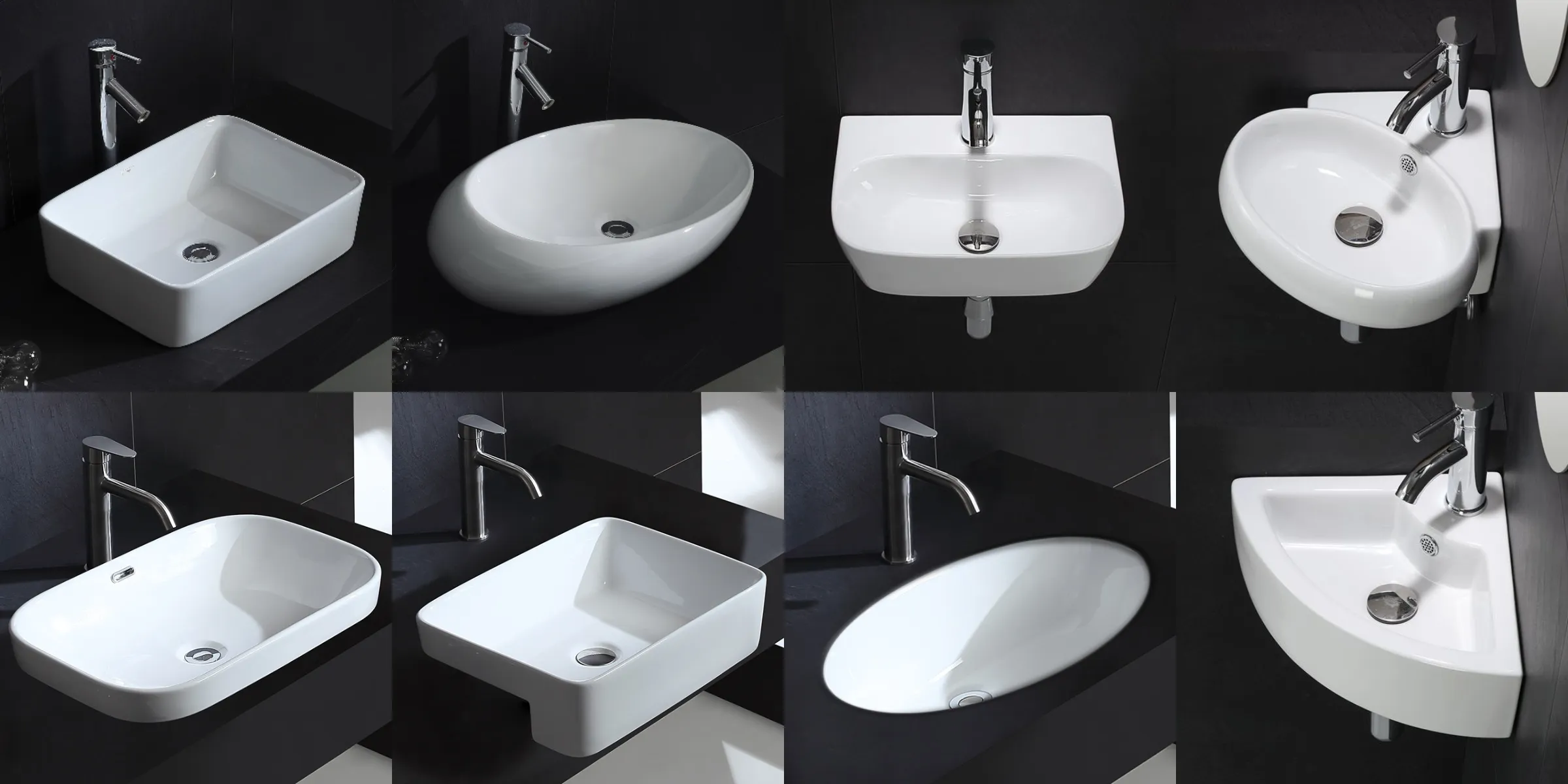 Custom bathroom basin mounting type options for commercial projects